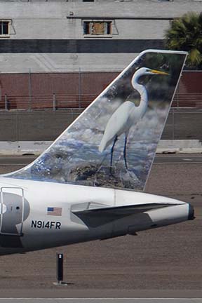 Frontier Airbus A319-111 N914FR Stretch the Great Egret, Phoenix Sky Harbor, March 16, 2011